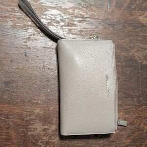 Michael Kors Pebbled Leather Wristlet in Light Gray